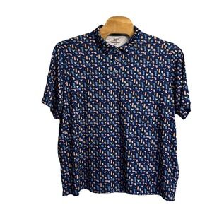 Johnston Murphy‎ XC4 Performance Polo Shirt Men's Size XXXL Blue Cocktails Print
